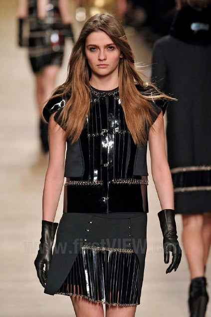 Paco Rabanne by Manish Arora Fall/Winter 2012 Runway Leather Fringe Skirt — Look 35